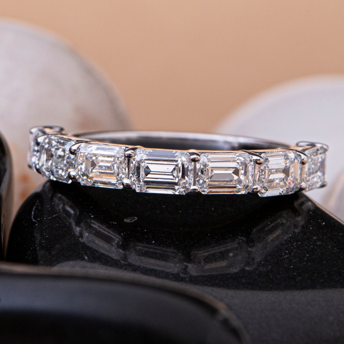Emerald Cut Diamond Band Ring.