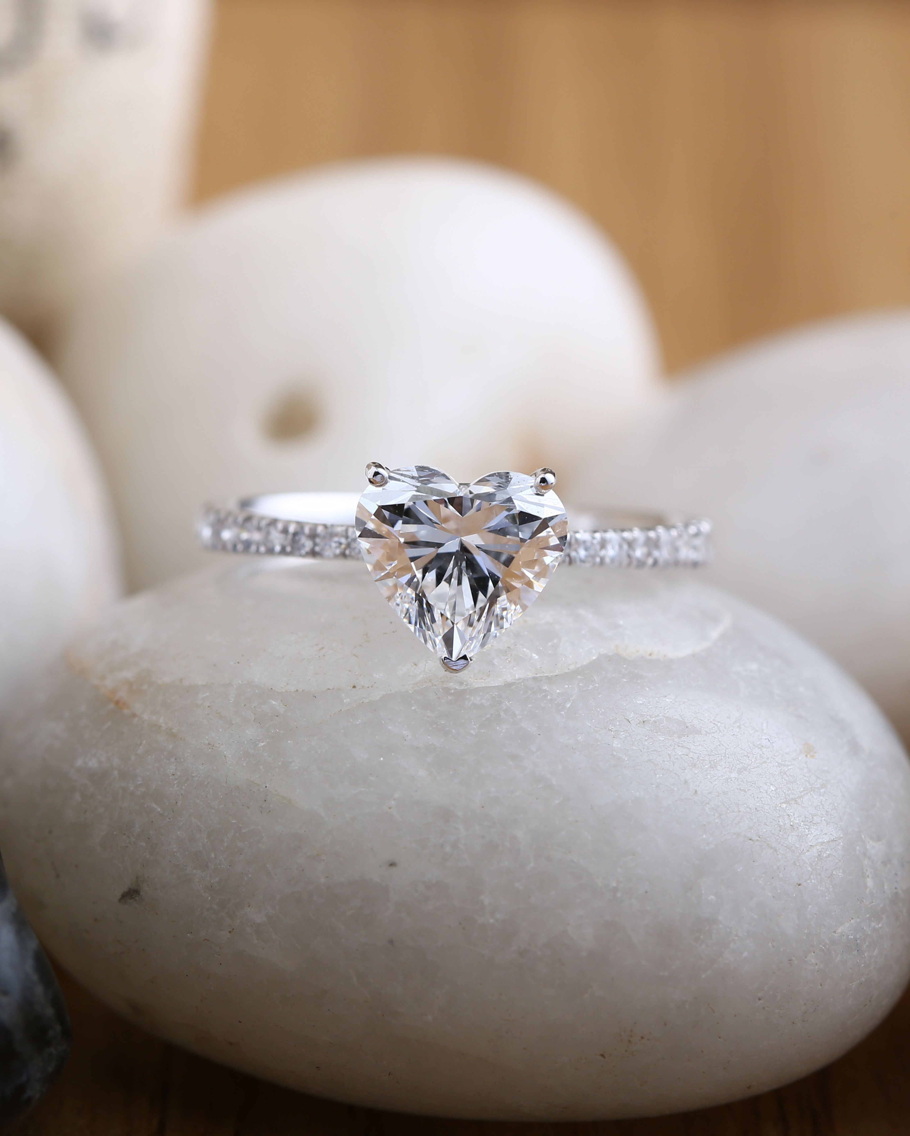 Heart Solitaire Diamond Pavé Ring.