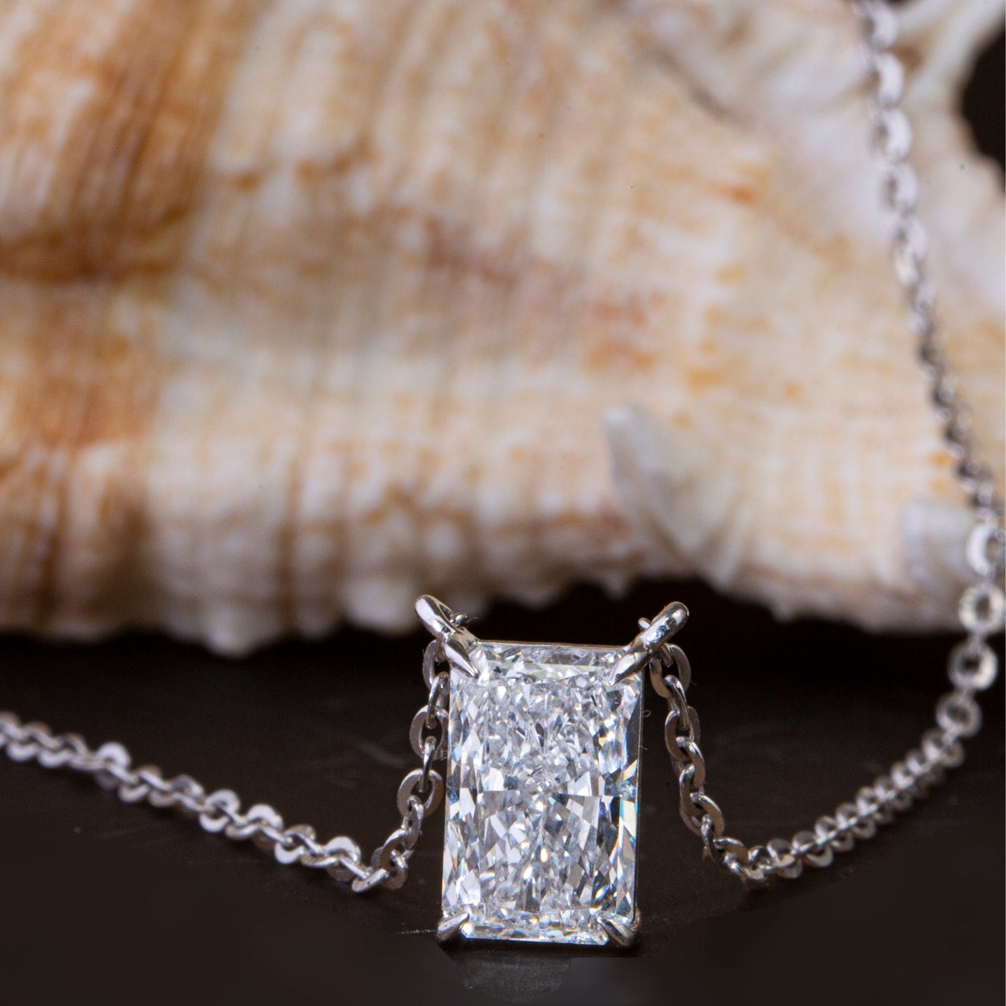 Radiant Cut Diamond Pendant Necklace.