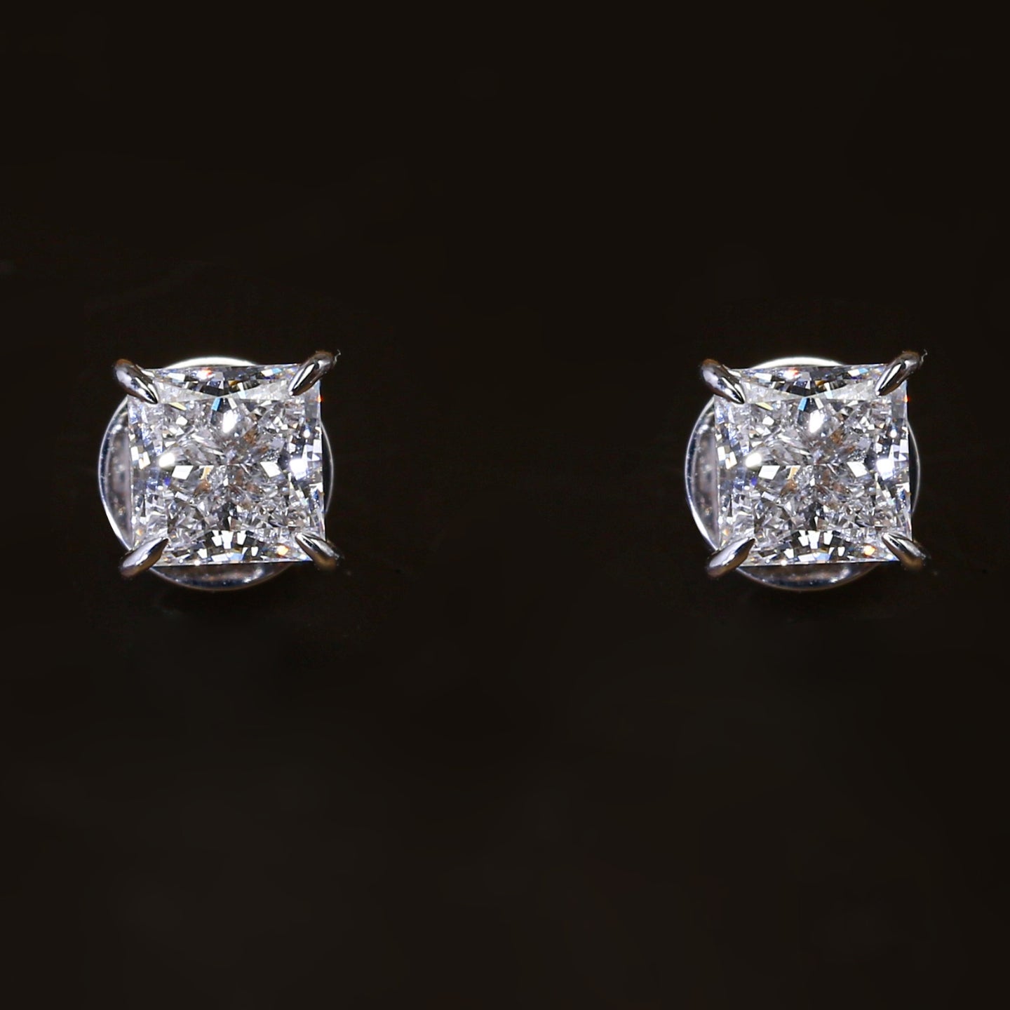 Pricess Cut Diamond Earrings.