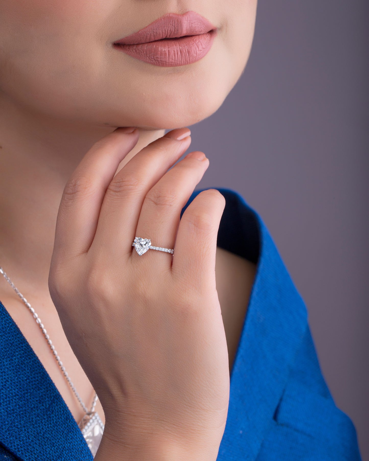 Heart Solitaire Diamond Pavé Ring.