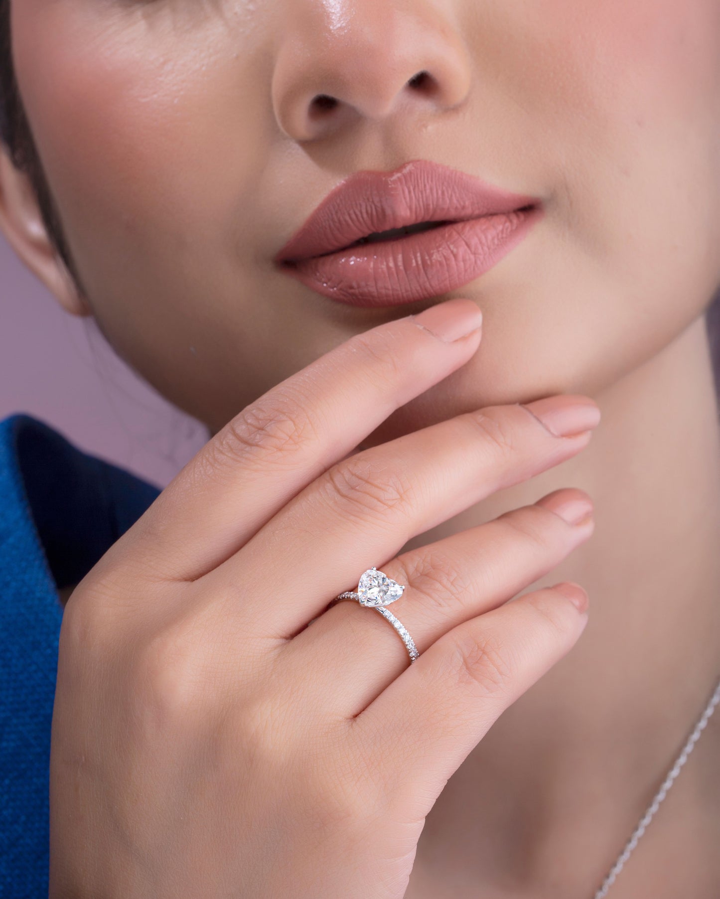 Heart Solitaire Diamond Pavé Ring.