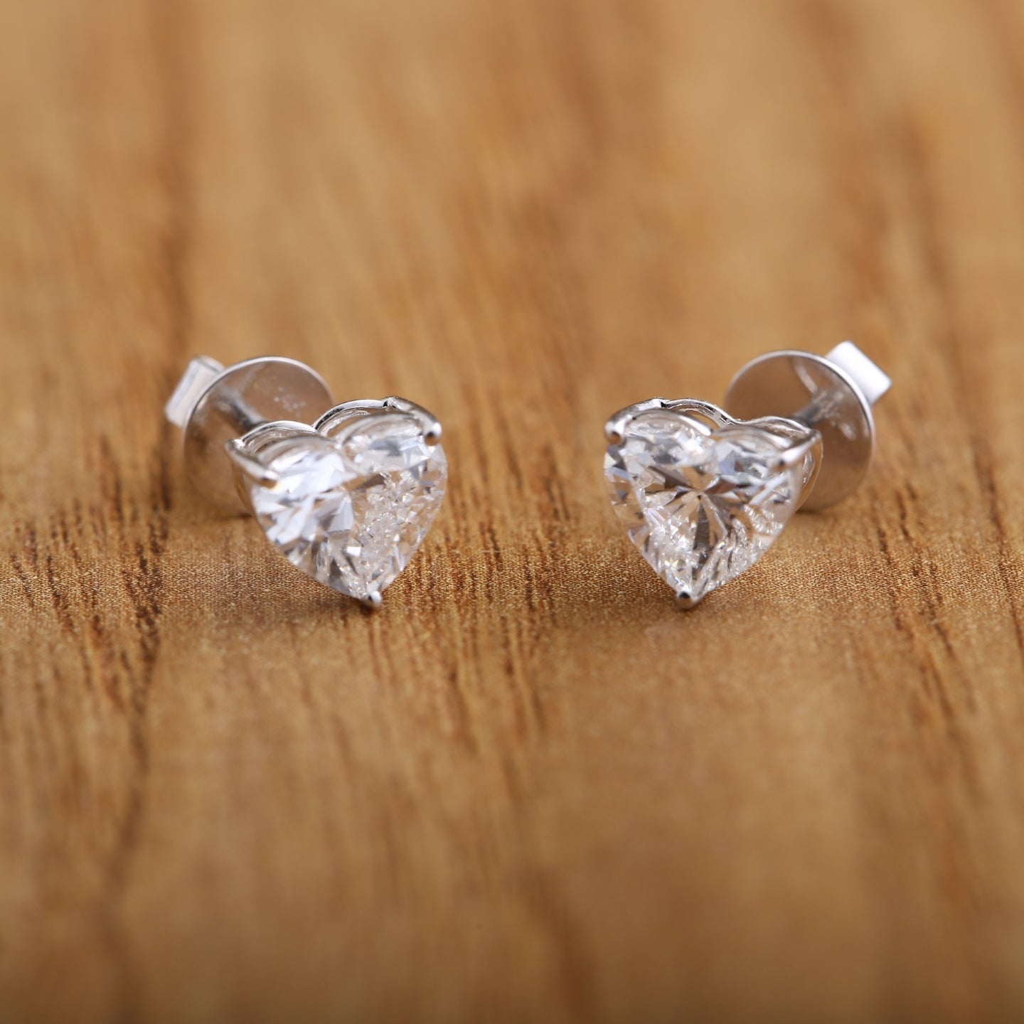Solitaire Heart Cut Diamond Earrings.