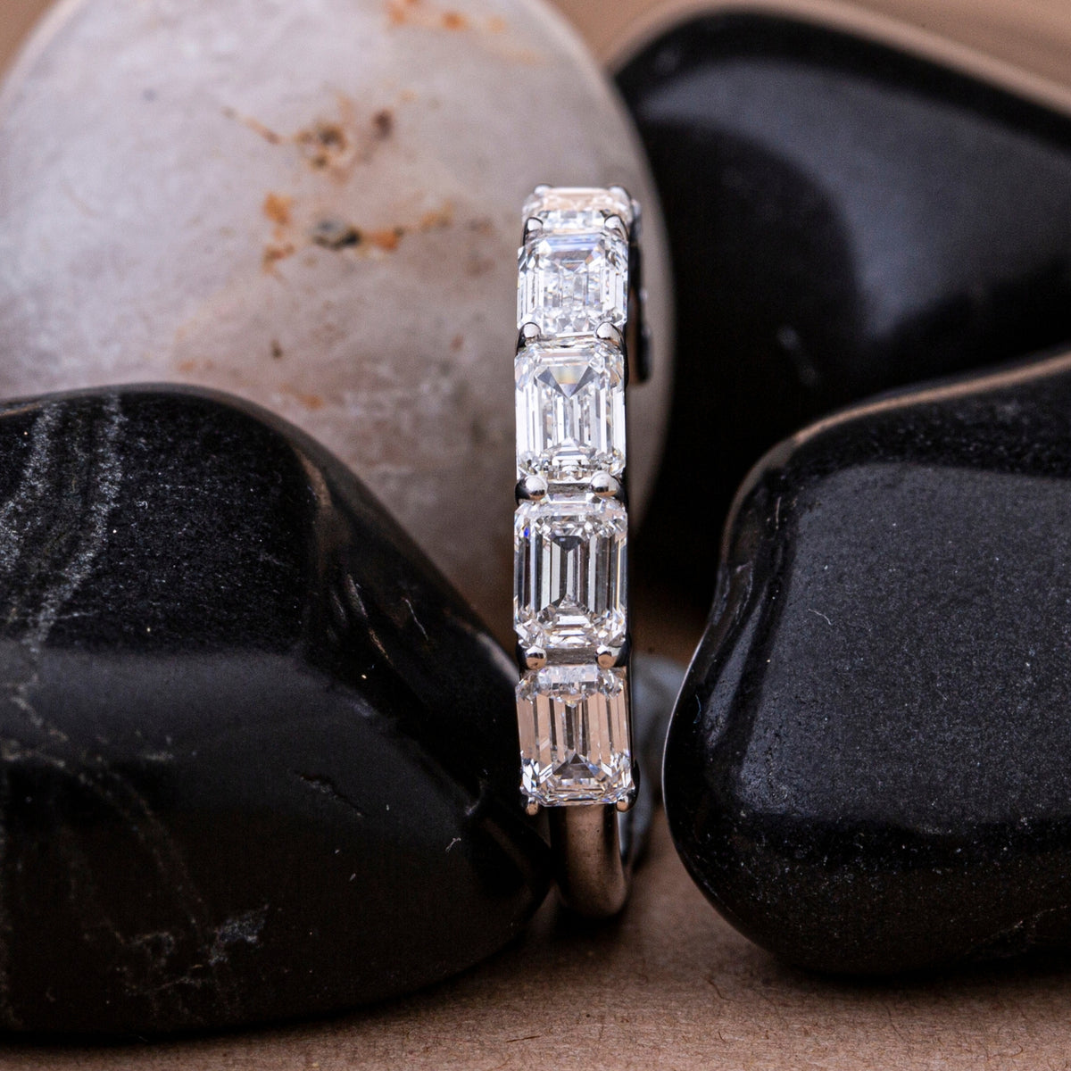Emerald Cut Diamond Band Ring.