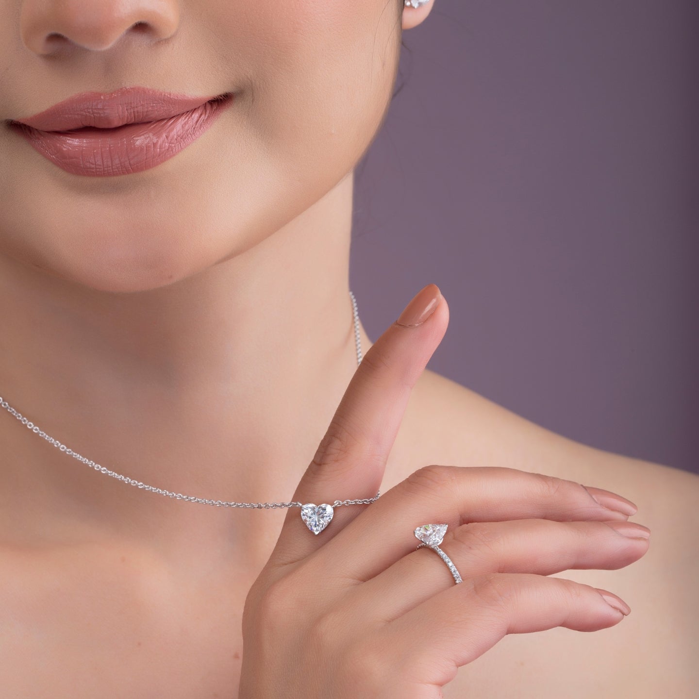 Heart Cut Diamond Pendant Necklace.