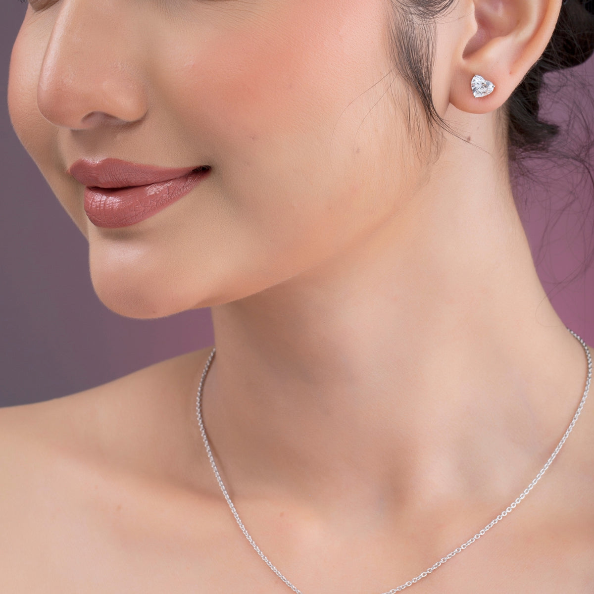 Solitaire Heart Cut Diamond Earrings.