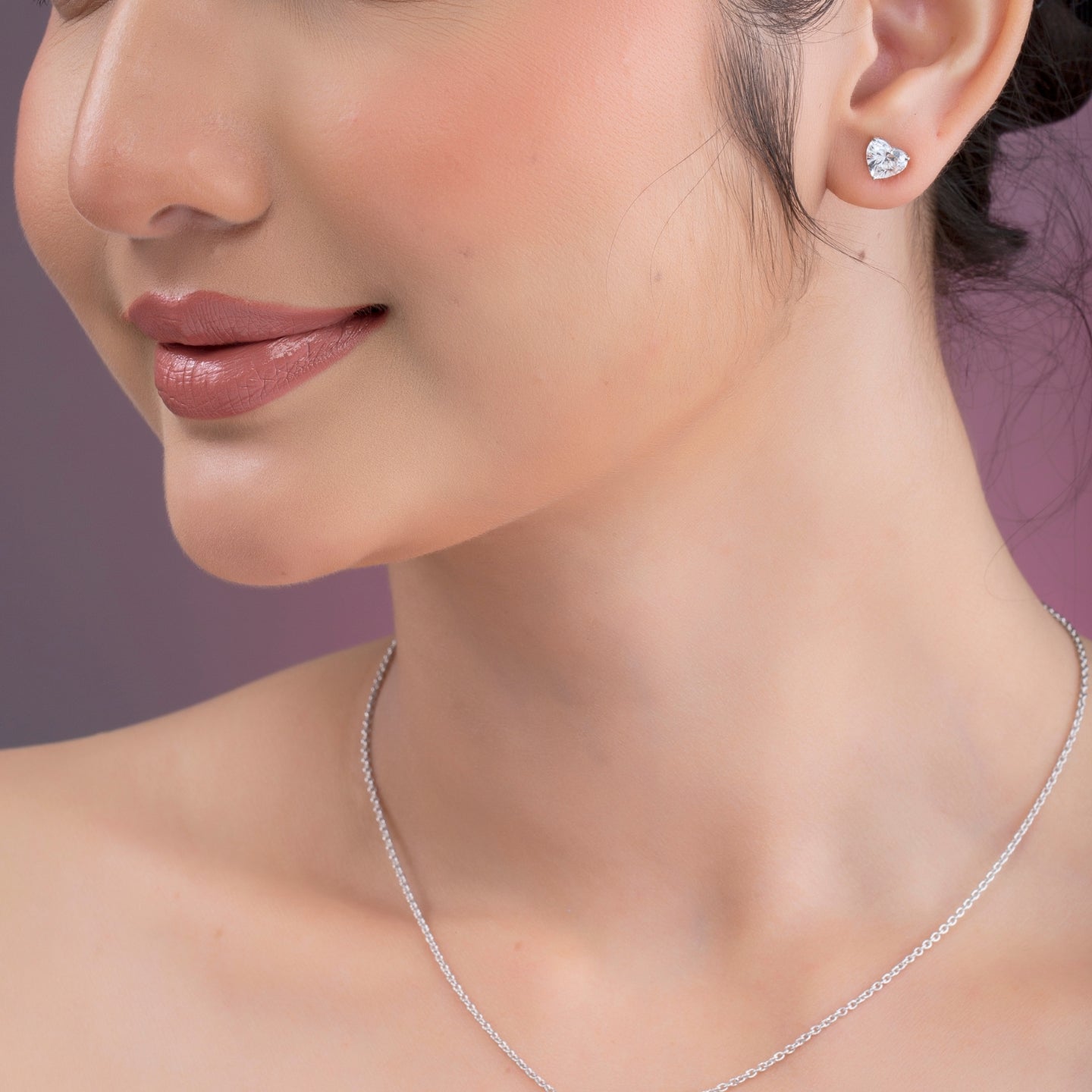 Solitaire Heart Cut Diamond Earrings.