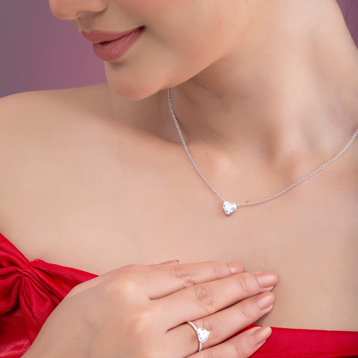 Heart Cut Diamond Pendant Necklace.