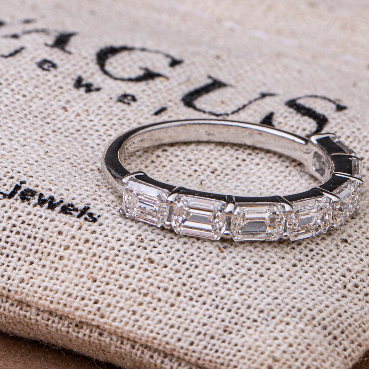 Emerald Cut Diamond Band Ring.