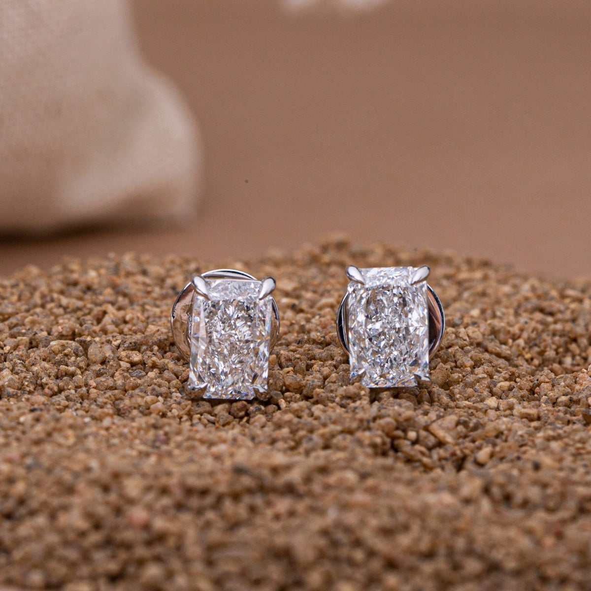 Radiant Cut Diamond Earrings.