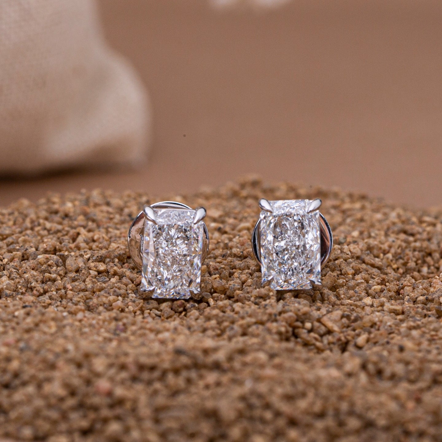 Radiant Cut Diamond Earrings.