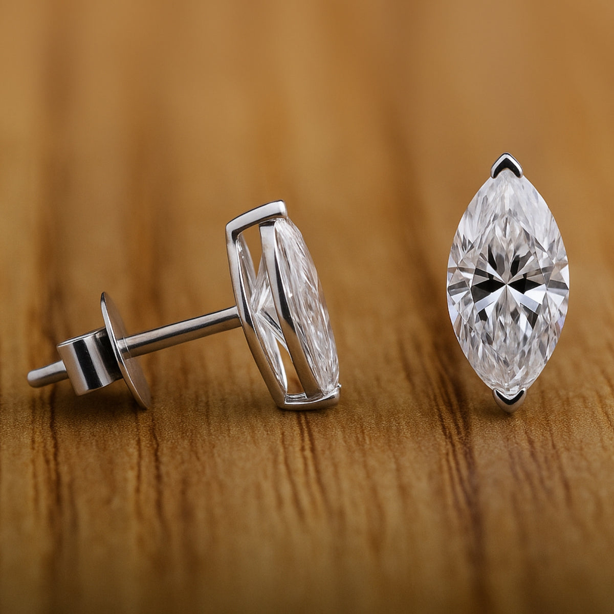 Marquise Cut Diamond Earrings.