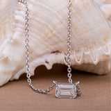 Emerald Cut Diamond Pendant Necklace.