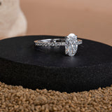 Claw Prongs Oval Pavé Diamond Ring.