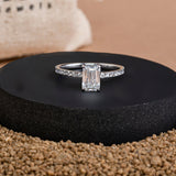 Graceful & Linear Emerald Diamond Ring.