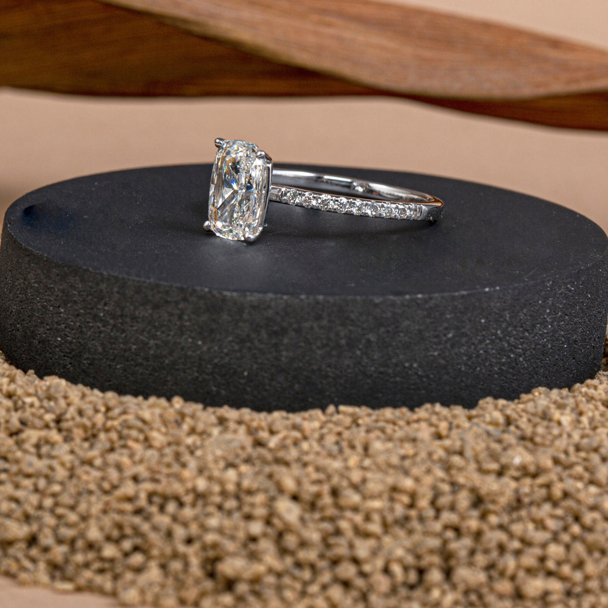 Micro-pavé Cushion diamond eternity.
