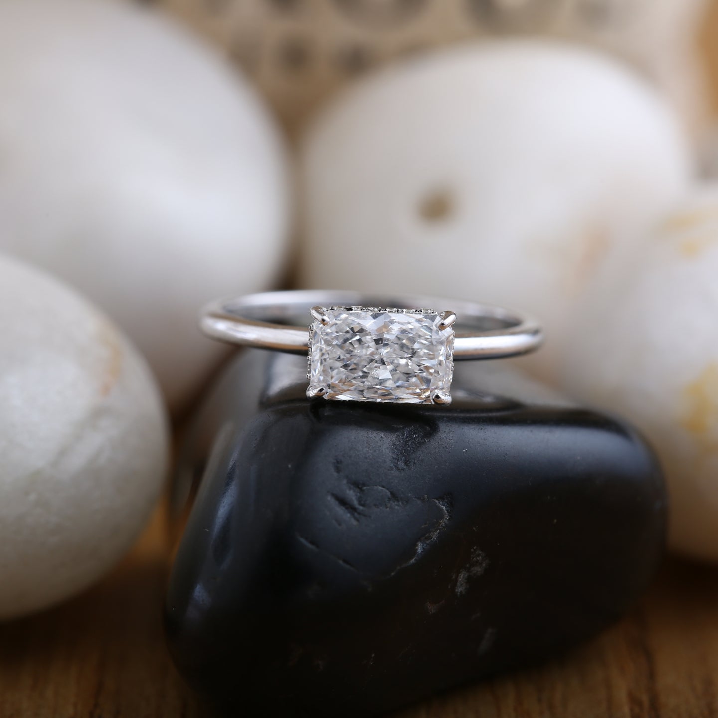 Hidden Halo Radiant Cut Diamond Ring.