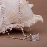 Emerald Cut Diamond Pendant Necklace.