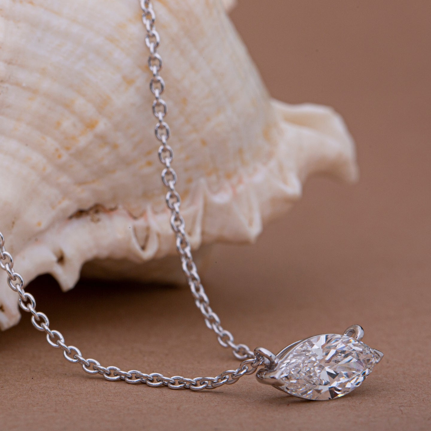 Marquise Cut Diamond Pendant Necklace.