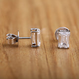 Emerald Cut Studs Diamond Earrings.