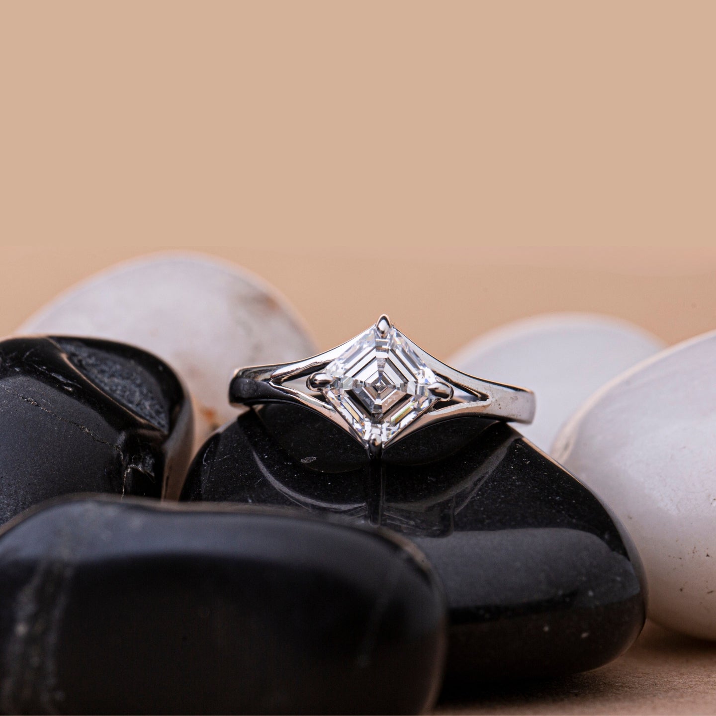 Asscher Cut Solitaire Diamond Ring.