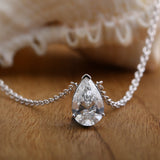 Pear Cut Diamond Pendant Necklace.