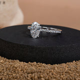 Claw Prongs Oval Pavé Diamond Ring.