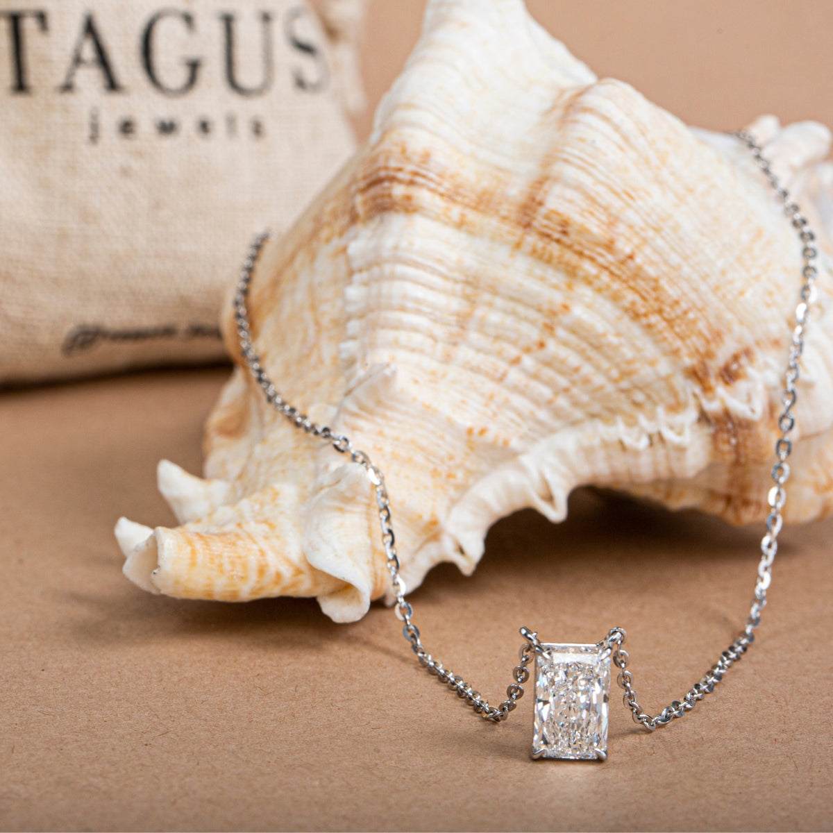 Radiant Cut Diamond Pendant Necklace.