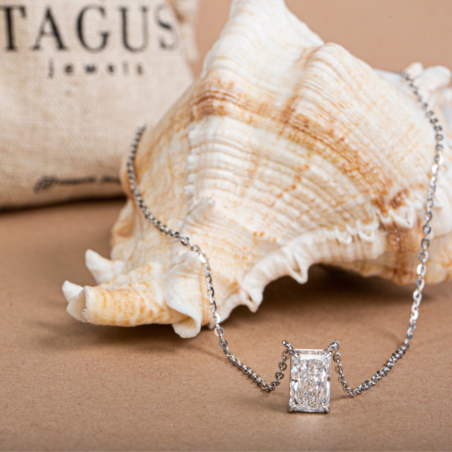 Radiant Cut Diamond Pendant Necklace.