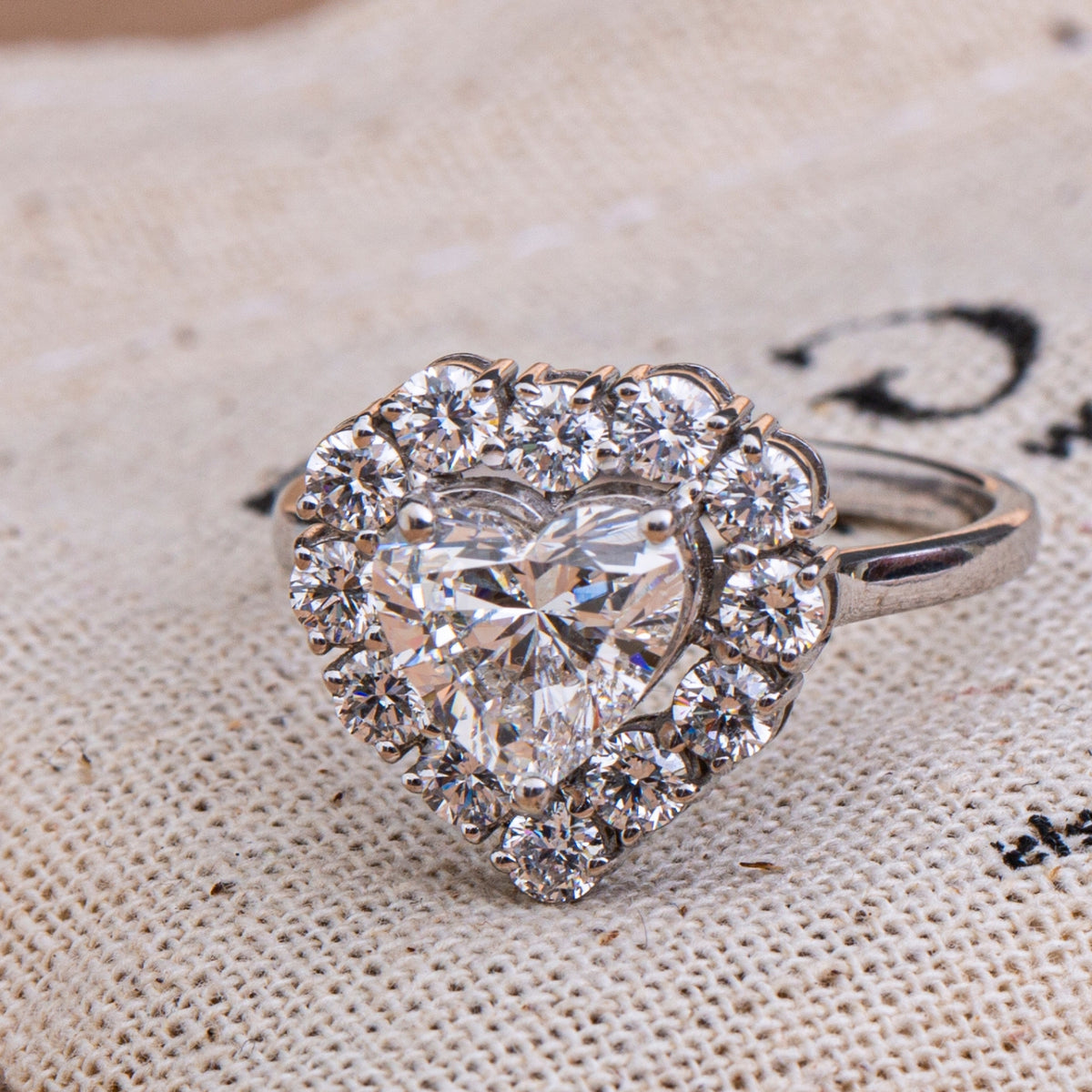 Heart Cut Diamond Halo Ring.