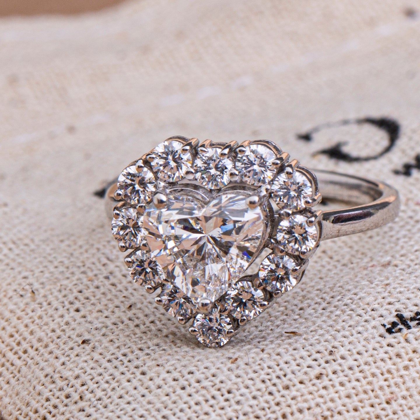 Heart Cut Diamond Halo Ring.