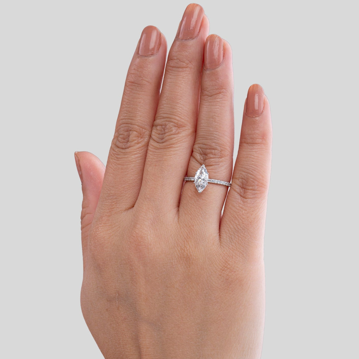 Marquise Diamond Ring with Pavé Shank.