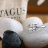 Classic Four Prong Solitaire Asscher Ring.