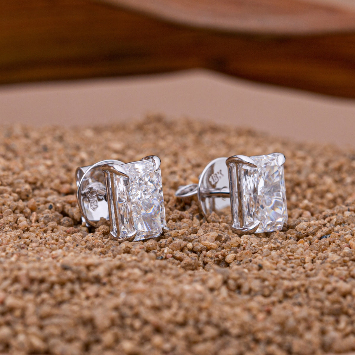 Radiant Cut Diamond Earrings.