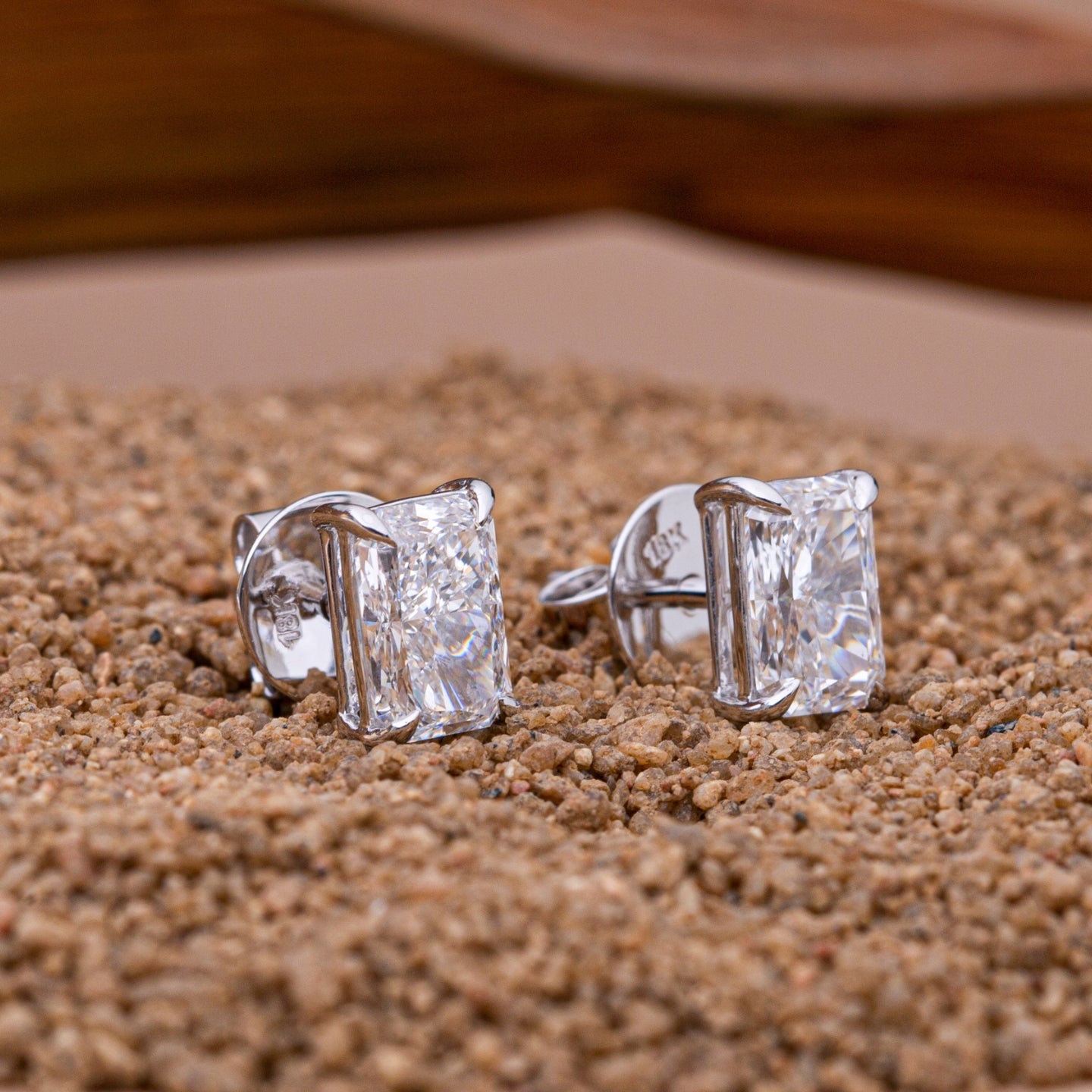 Radiant Cut Diamond Earrings.
