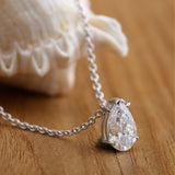 Pear Cut Diamond Pendant Necklace.