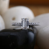 Graceful & Linear Emerald Diamond Ring.