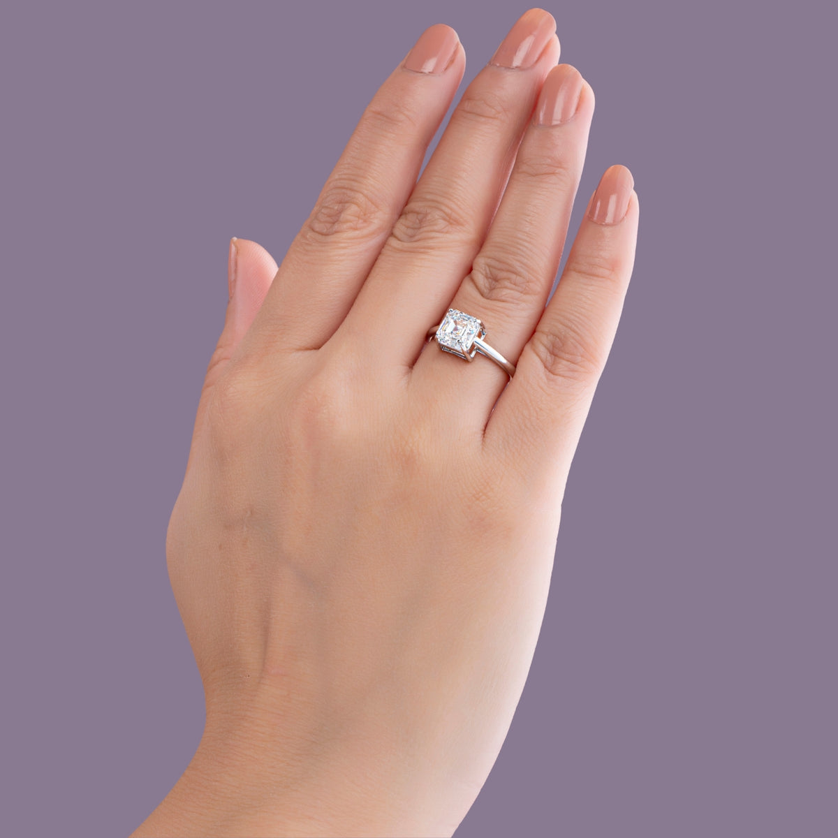 Classic Four Prong Solitaire Asscher Ring.