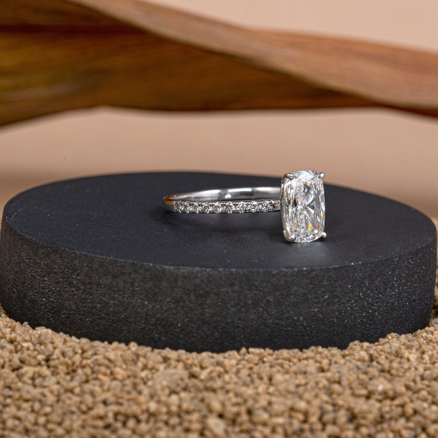 Micro-pavé Cushion diamond eternity.