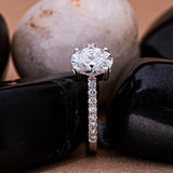 Shared Prong Pavé Band Oval Ring.