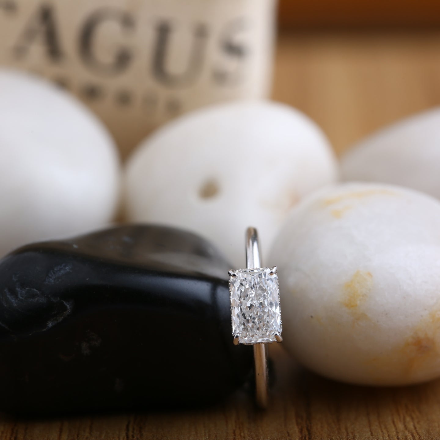 Hidden Halo Radiant Cut Diamond Ring.