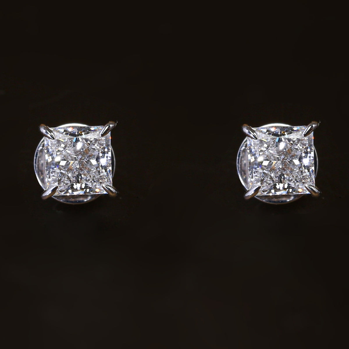 Pricess Cut Diamond Earrings.