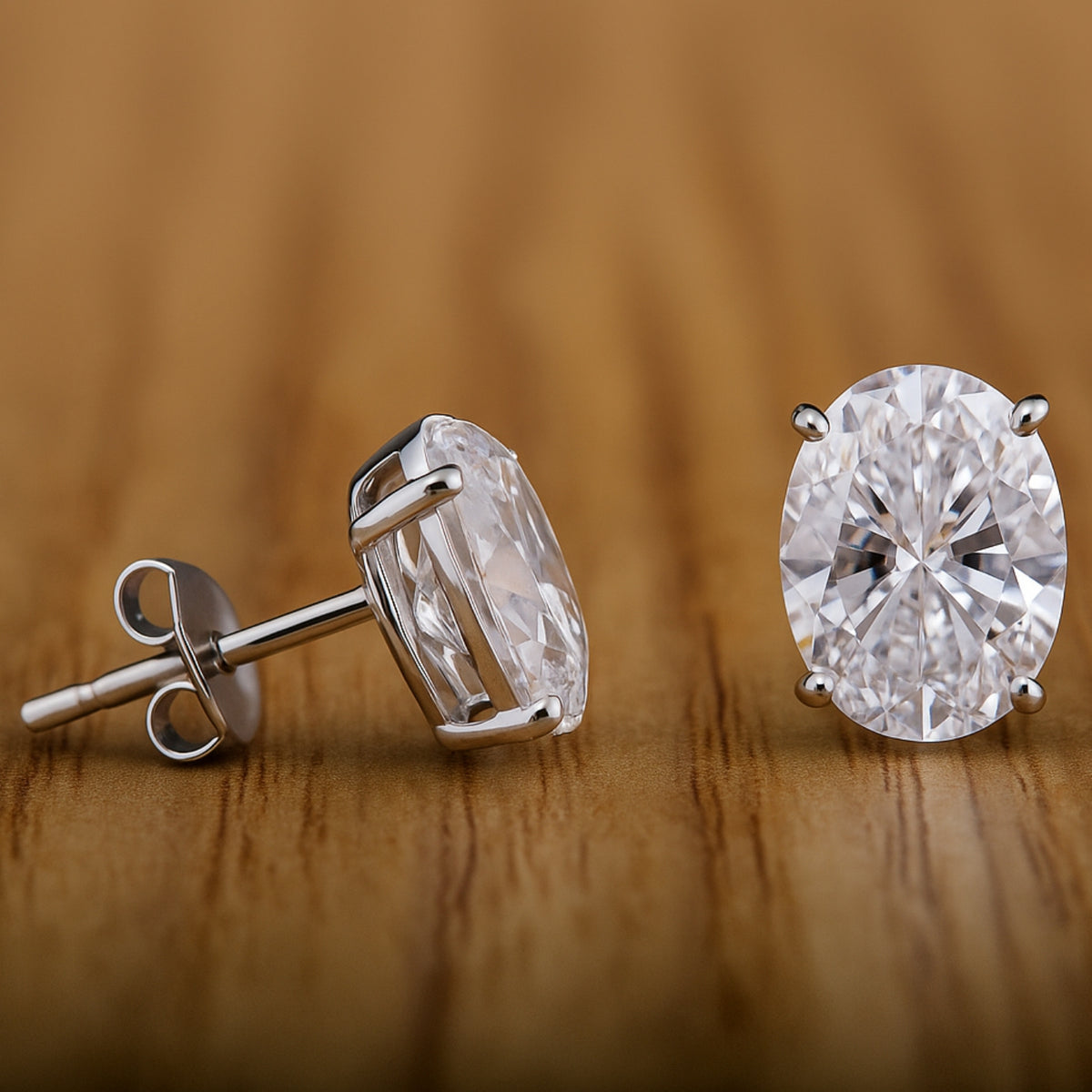 Oval Cut Diamond Earrings.