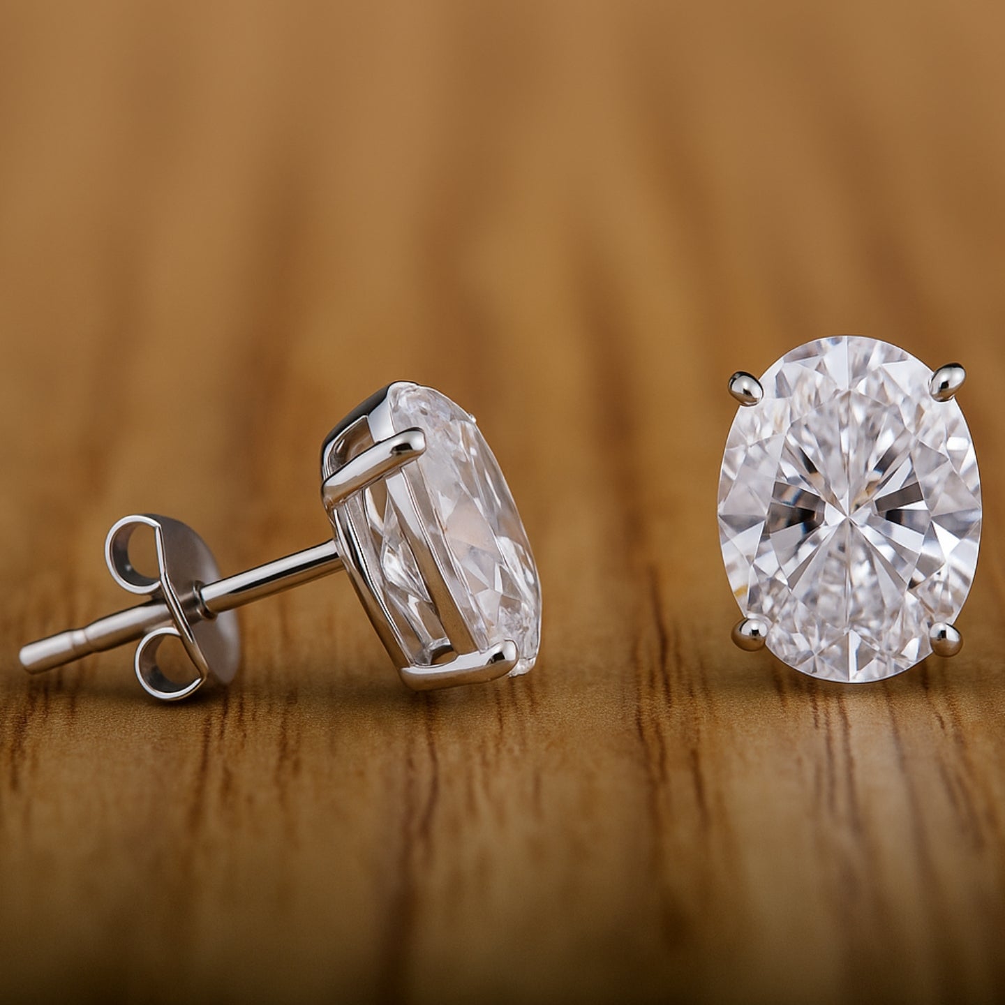 Oval Cut Diamond Earrings.