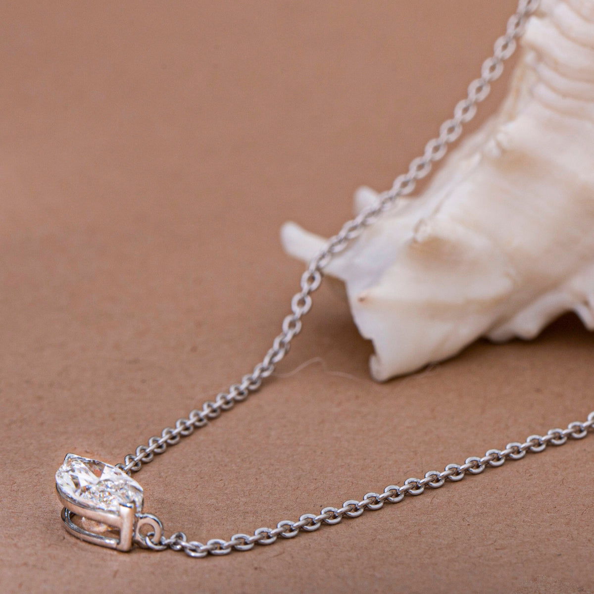 Marquise Cut Diamond Pendant Necklace.