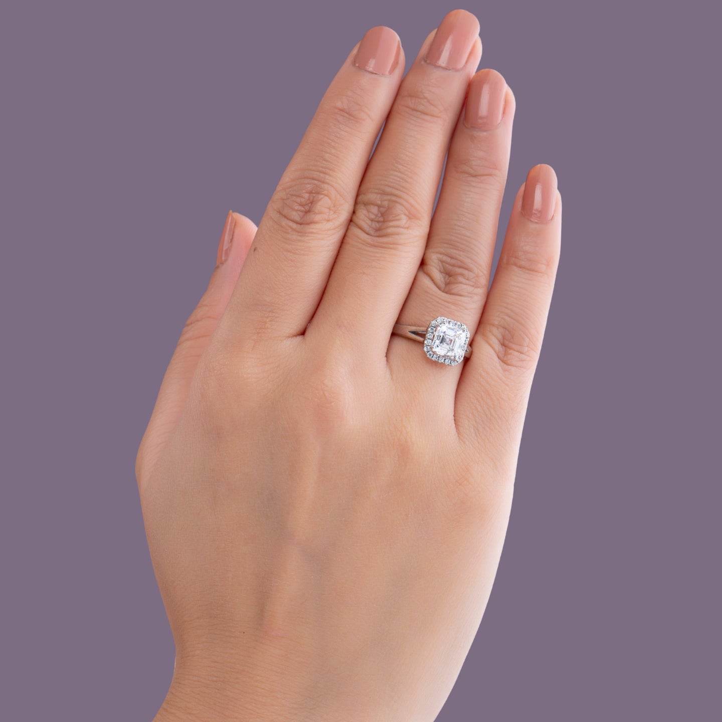 Asscher Cut Halo Diamond Ring.