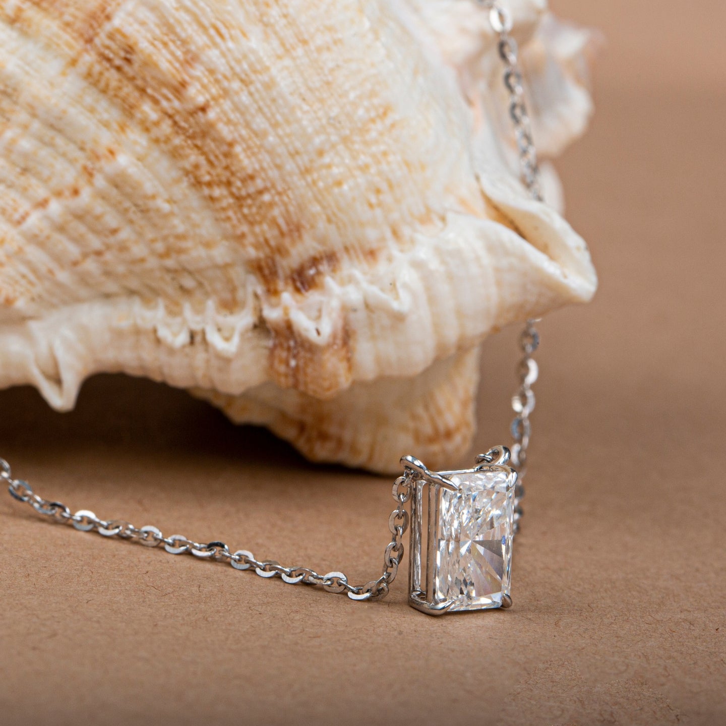 Radiant Cut Diamond Pendant Necklace.