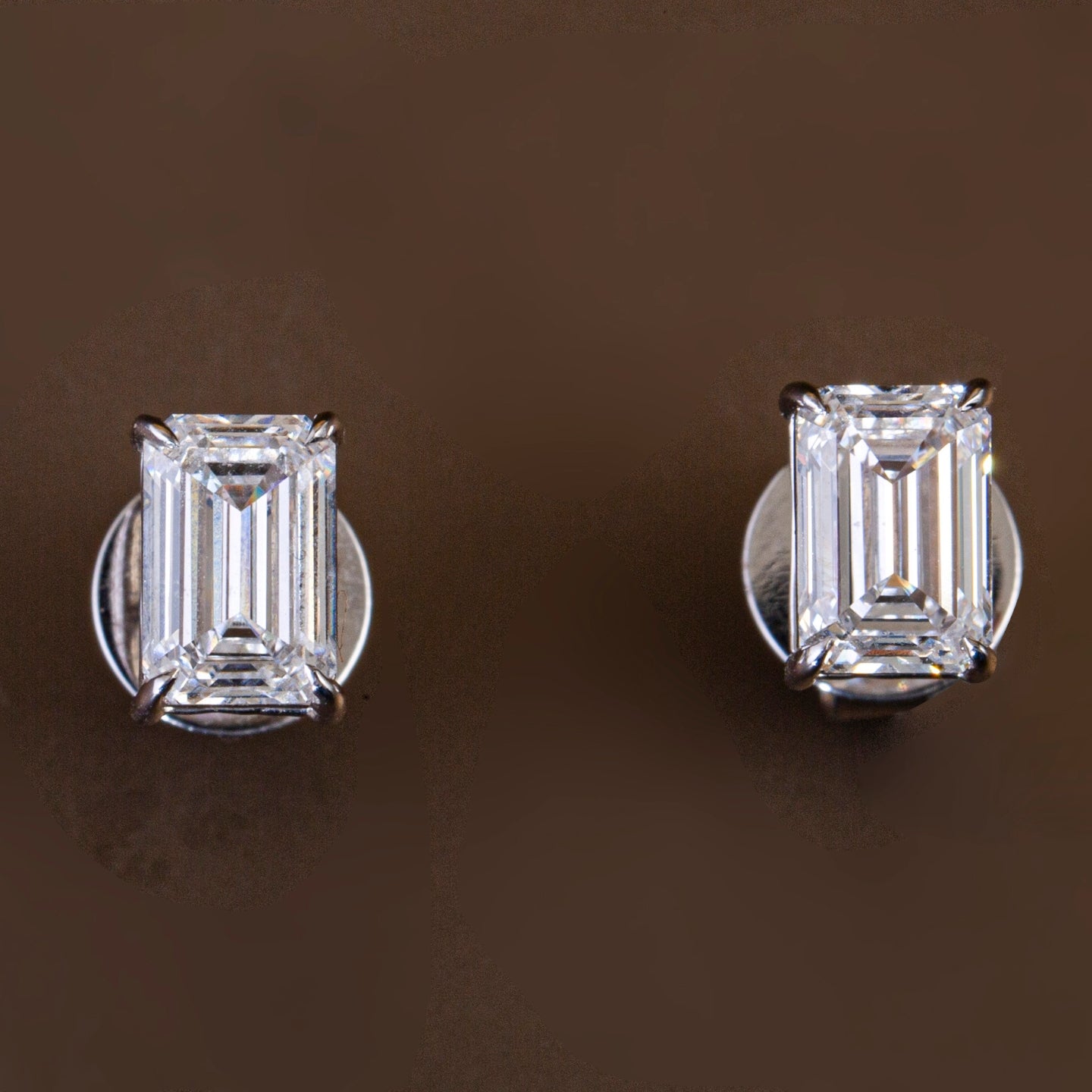 Emerald Cut Studs Diamond Earrings.