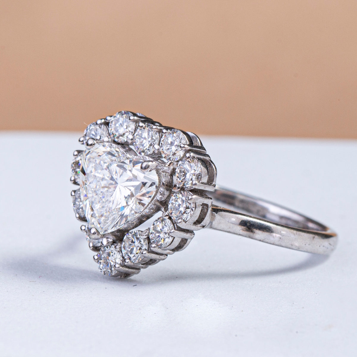 Heart Cut Diamond Halo Ring.