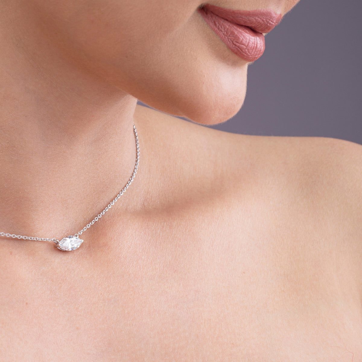Marquise Cut Diamond Pendant Necklace.